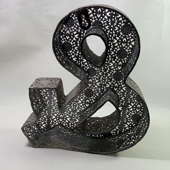 & Sign Silver Filagree Decorative Vintage Accent Office Home Bar 9 1/4 Inches - Picture 4 of 6